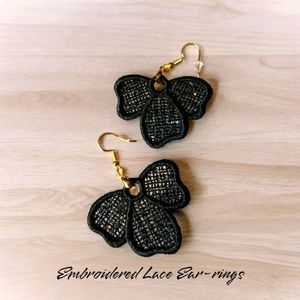 Black Embroidered Ear-rings